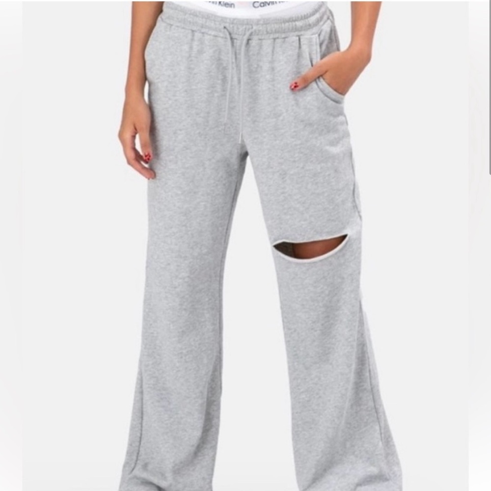 Adika distressed ripped sweatpants grey